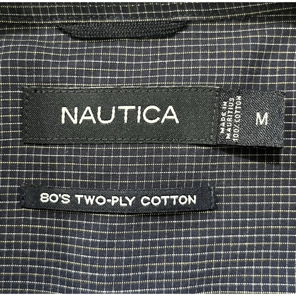 Nautica Mens Shirt M Blue Multicolor Check Button Down‎ L/S 80's Two Ply Cotton - Picture 4 of 7